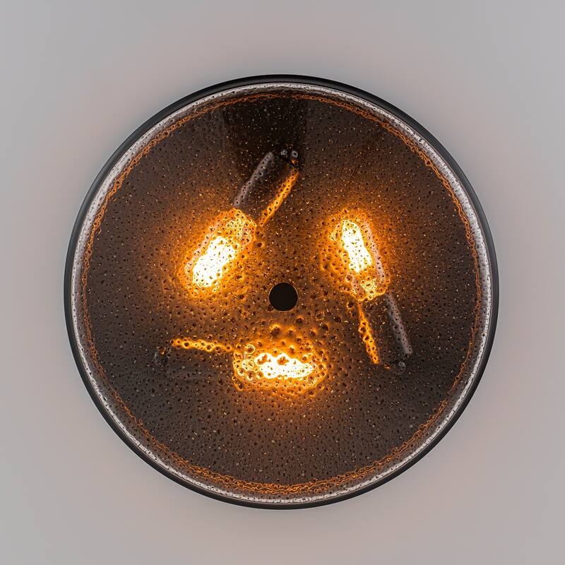 Modern 3-Light Seeded Glass Drum Flush Mount Ceiling Light