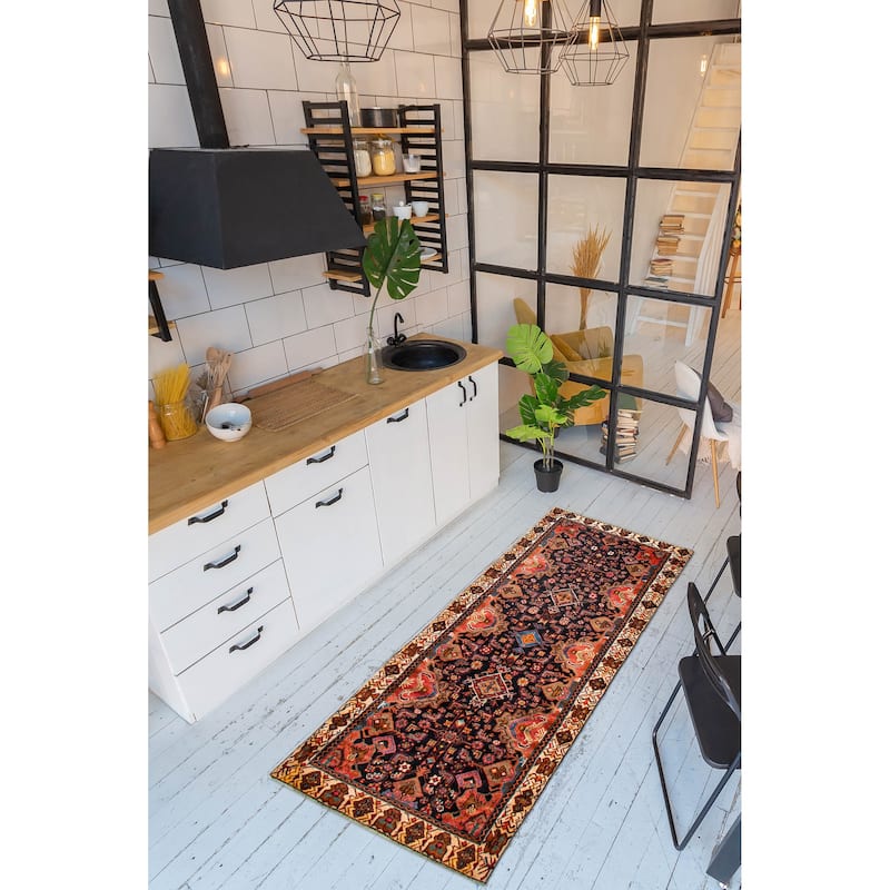 ECARPETGALLERY Hand-knotted Andelz Dark Navy Wool Rug - 3'5 x 9'8