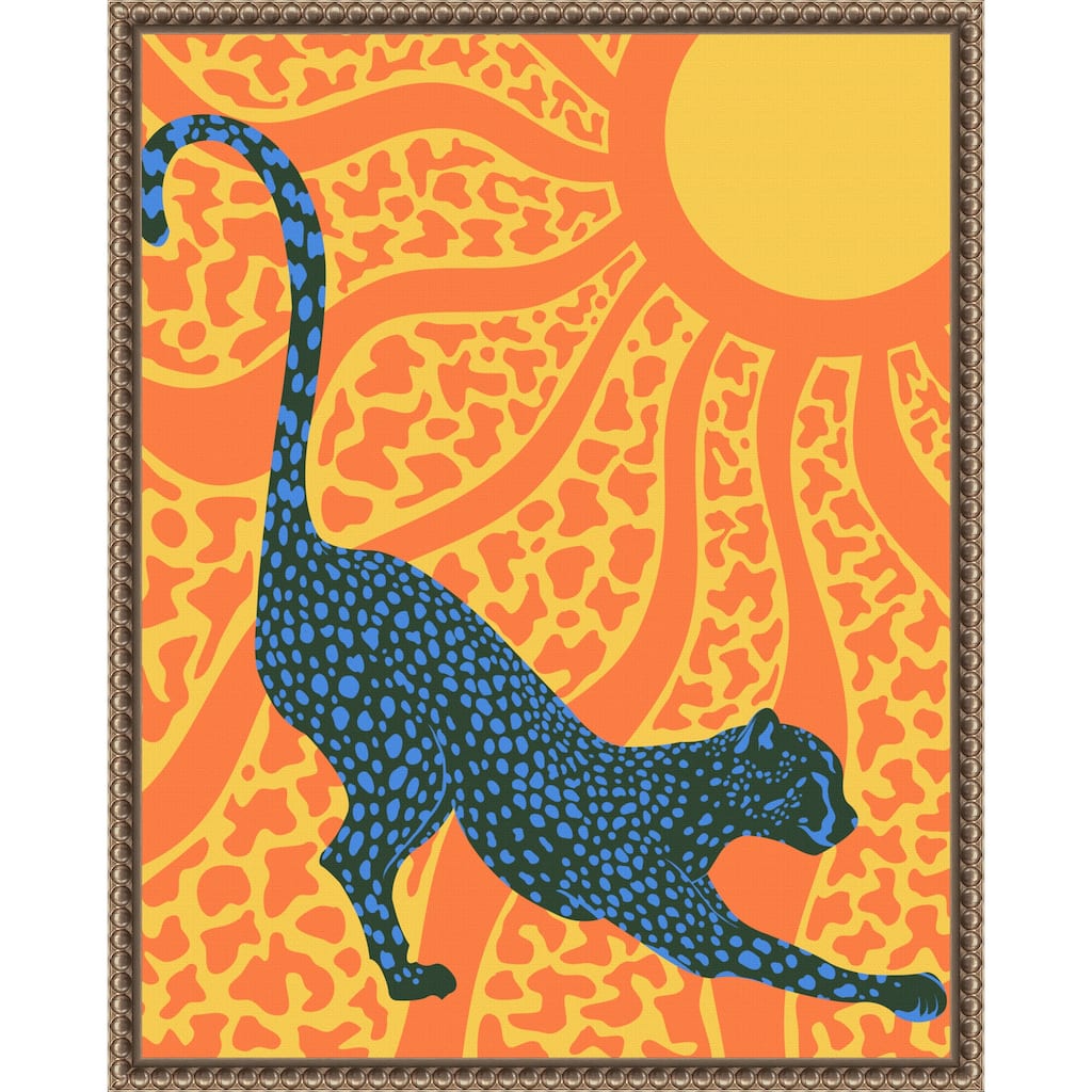 Sunny Stripes Cheetah Stretch by Kintsugi99 Framed Canvas Wall Art