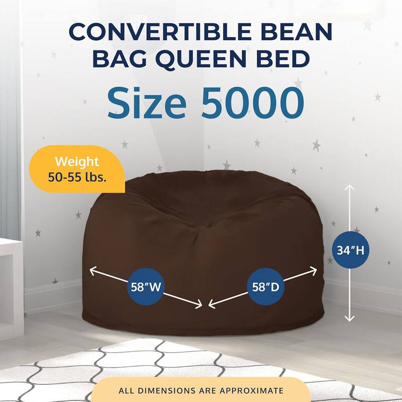 Ultimate Sack 5ft Bean Bag Chair and Footstool, Oversized Lounger, Brown Suede