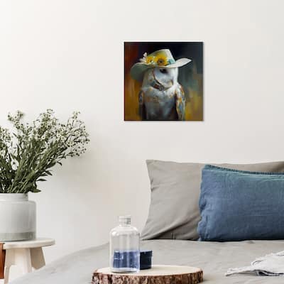 Wynwood Studio Canvas Animals Owl and Sunflowers Farm II Brown and Ochre Rustic Wall Art Canvas Print - Brown, White