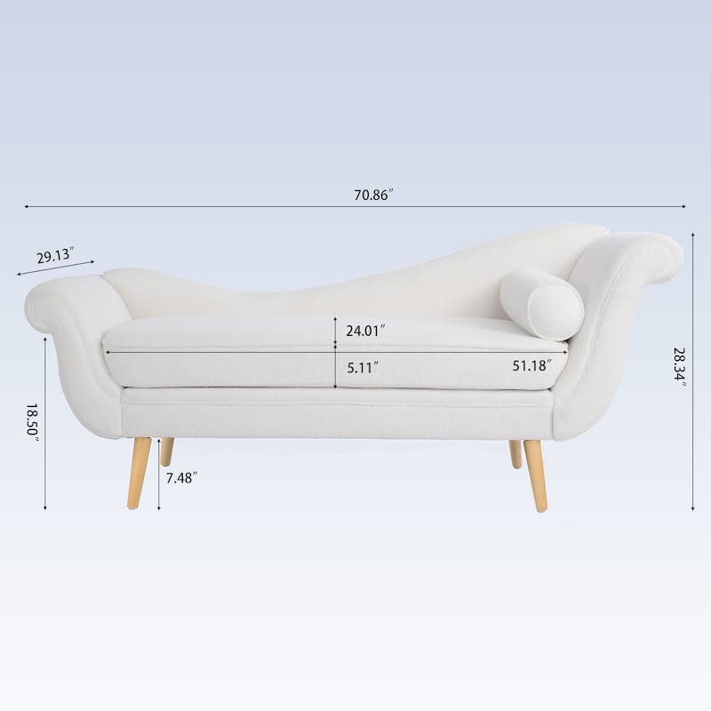 Modern Chaise Lounge with Scroll Arm For Living Room