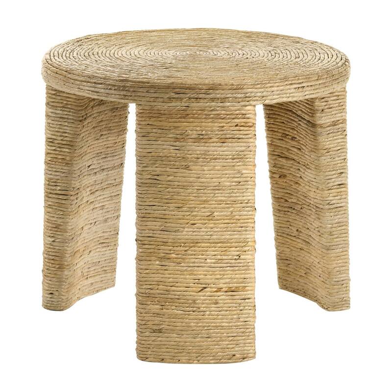 Mize Natural Woven Rattan Round End Table