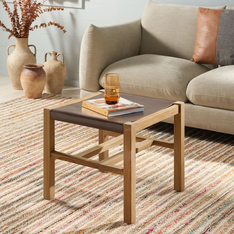 SAFAVIEH Solana Ottoman (Fully Assembled) - Cognac/Natural
