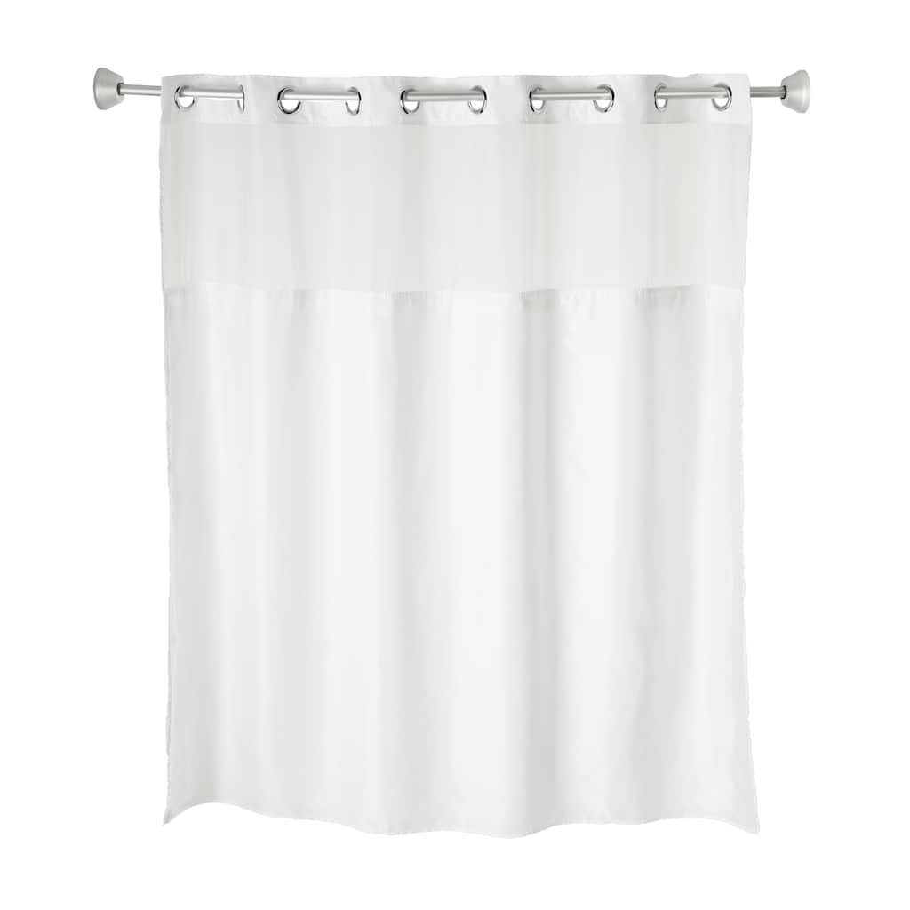 Whitmor No Hook Shower Curtain with Window & Snap-in Liner, 71" x 74"