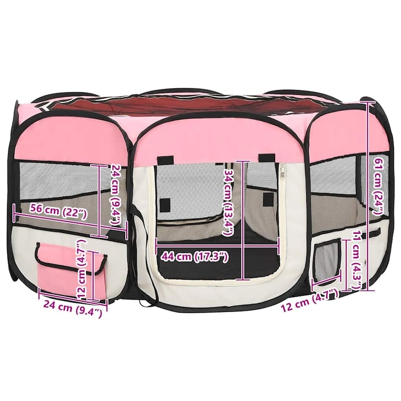 vidaXL Foldable Dog Playpen with Carrying Bag Dog Kennel Puppy Run Playpen