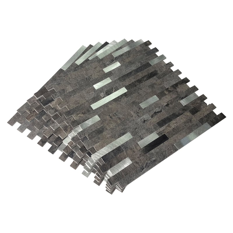 Art3d 12"x12" Peel and Stick Tile Backsplash for Kitchen, Aluminum Composite Tiles (5 Tiles)