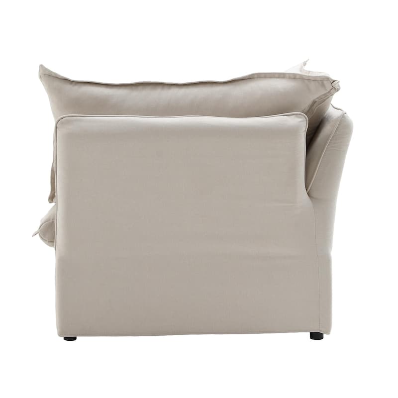 Minimalism Living Room Furniture Set Down Filled Comfort Overstuffed Modern Linen Sofa Loveseat, Chair and Ottoman