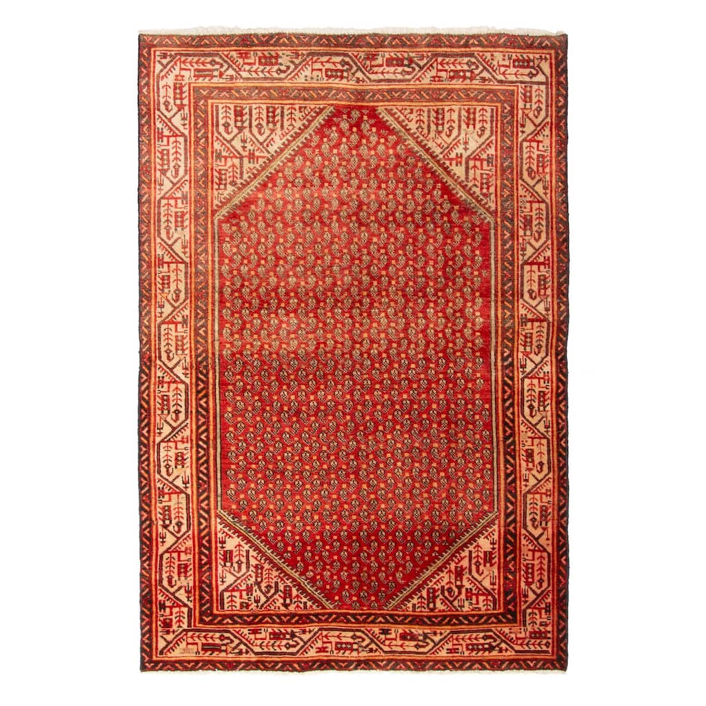 ECARPETGALLERY Hand-knotted Andelz Red Wool Rug - 4'2 x 6'4