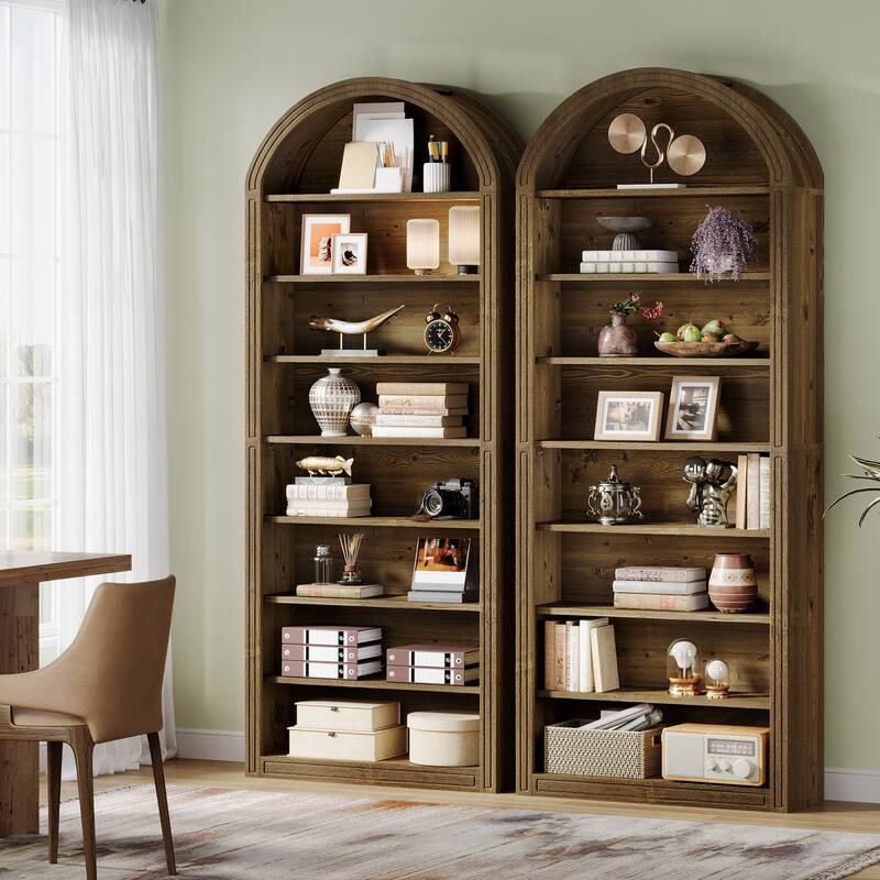 79.53" Tall Modern Arched Bookcase