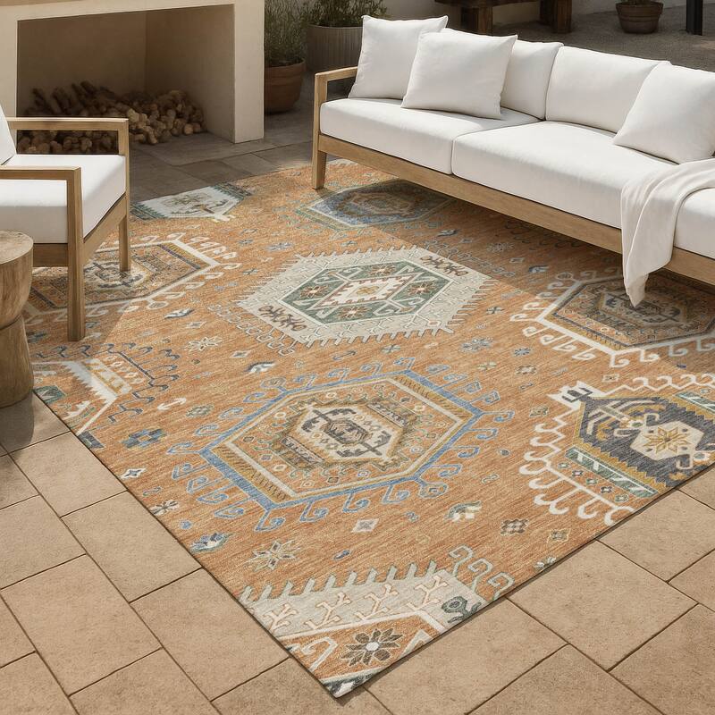 Machine Washable Indoor/ Outdoor Global Akron Chantille Rug - Copper - 3' x 5'