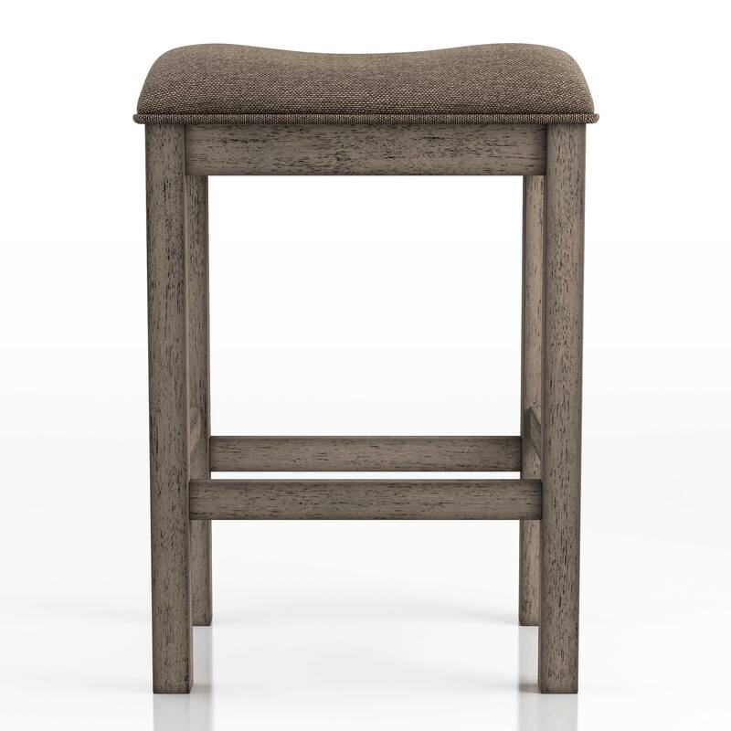 Tozos Farmhouse Chestnut Padded Counter Height Stool (Set of 2) by Furniture of America