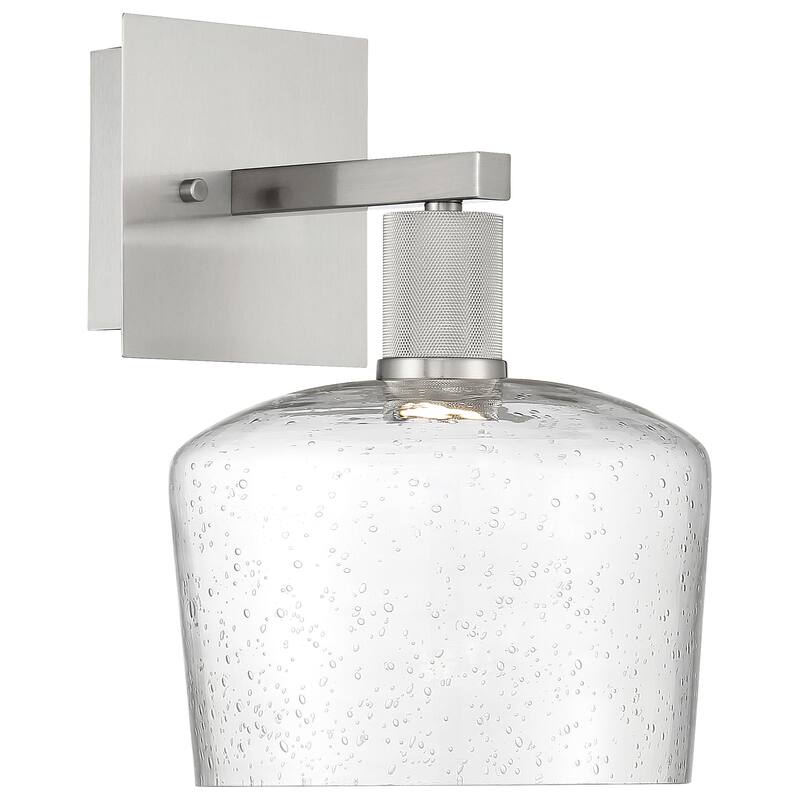 Port Nine Chardonnay LED Wall Sconce - Dedicated LED. - Brushed Steel/Seeded Glass