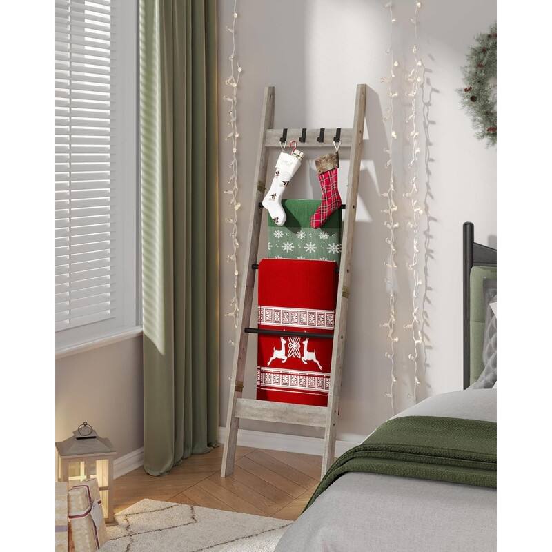 Blanket Ladder for Living Room, Decorative Quilt Rack - 5 Tier