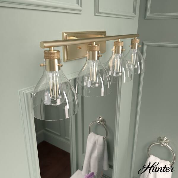 slide 2 of 11, Hunter Van Nuys Bathroom Vanity Wall Light - Bathroom, Laundry - Transitional, Vintage, Farmhouse - Damp Rated! 32" - 4 Light - Alturas Gold