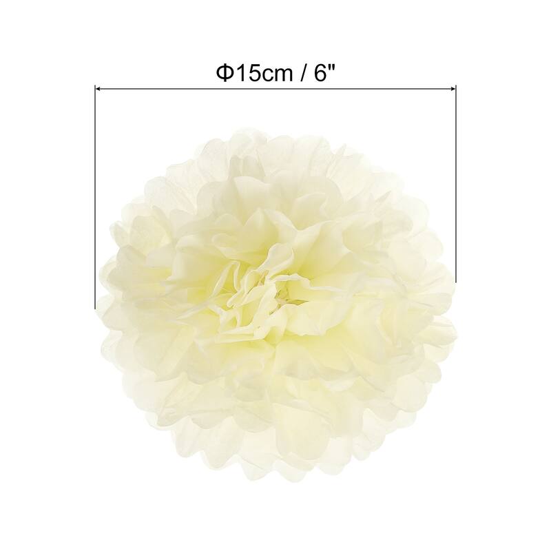 20Pcs Tissue Pom Poms Paper Flowers Ball Party Wedding Decor - Beige - 6"