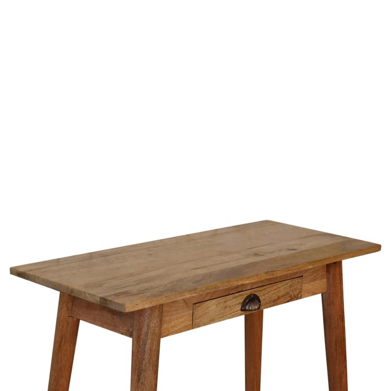 Artisan Furniture Solid Wood Mini Nordic Style Writing Desk, Brown with 1 Drawer