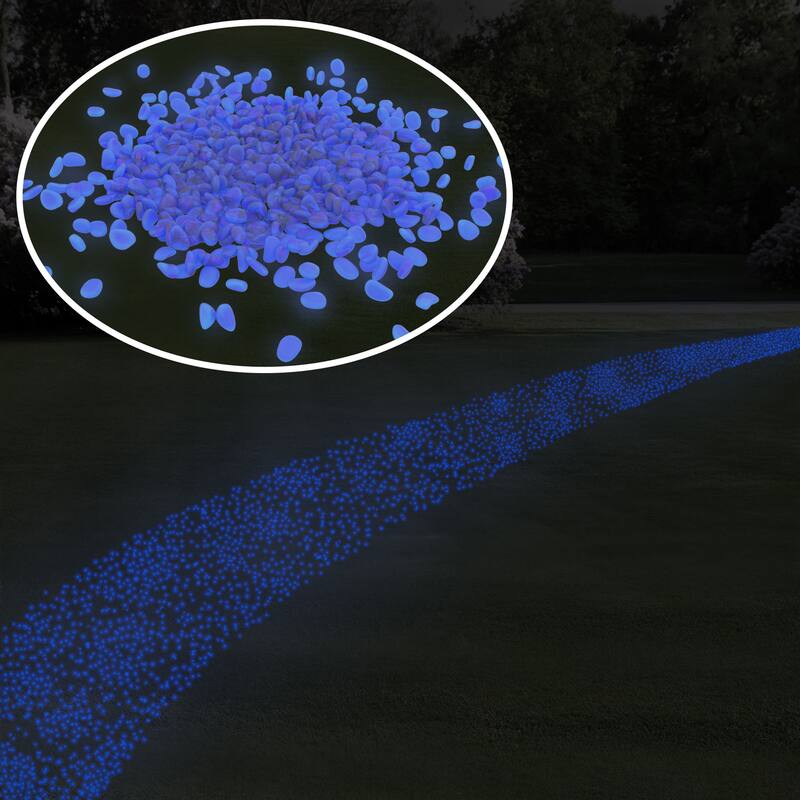 Solar Garden Stones - Glow in the Dark Pathway Pebble Lights by Pure Garden - Blue - 500