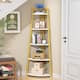 70 inch Tall Corner Shelf, Corner Bookshelf and Bookcase - White&Gold