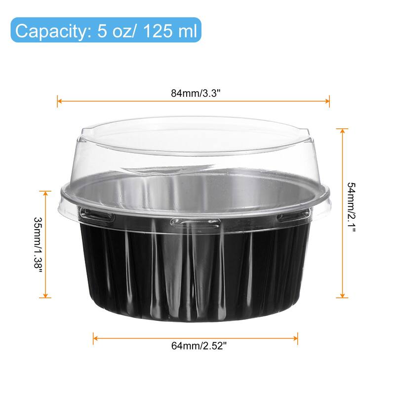 50Pcs Baking Cups with Lid 5oz Aluminum Foil Liners Mini Cups