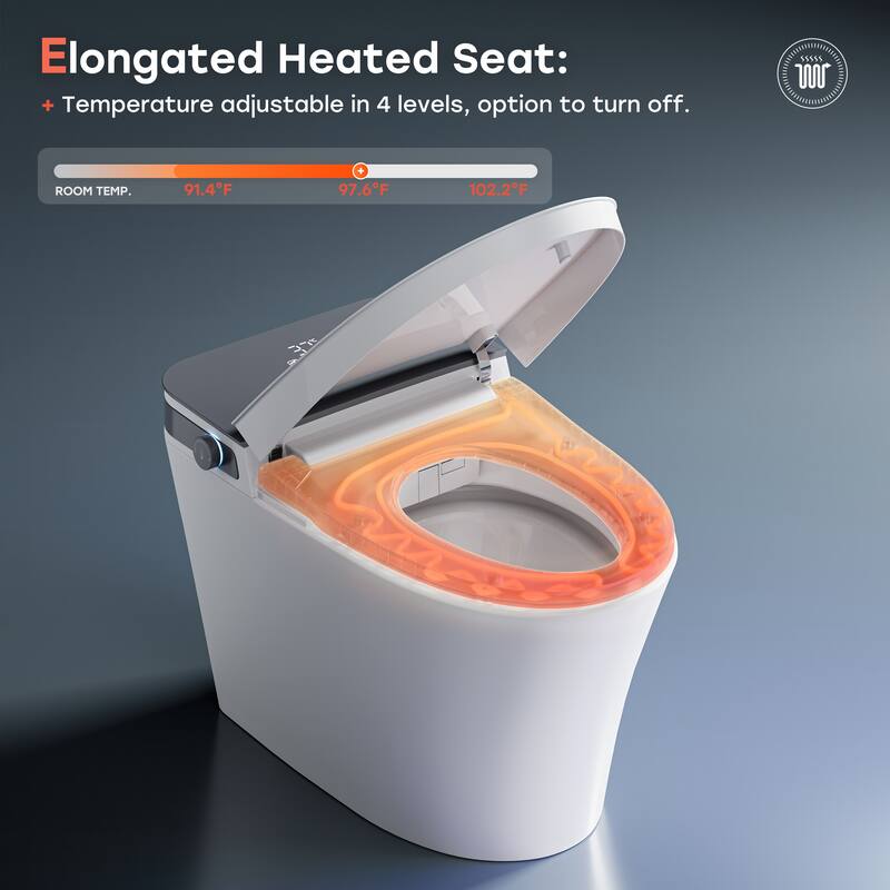 HOROW T37D 10 in. Rough-In Elongated 1/1.27 GPF Smart Bidet Toilet in White with Auto Flush, Heated Seat, Child Wash, Deodorizer