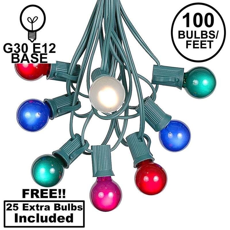 100 Foot G30 Outdoor Globe Patio String Lights - Set of 125 G30 Globe Bulbs - Multi