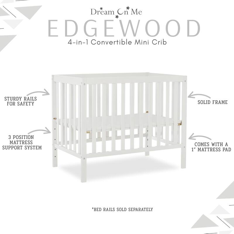 Dream On Me Edgewood 4-in-1 Convertible Mini Crib