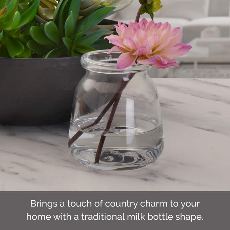 Elements 5In Clear Milk Bottle Glass Vase