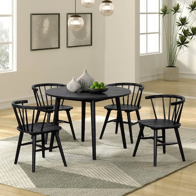 Furniture of America Galgary Mid-Century Modern 5-Piece Round Wooden Dining Table Set