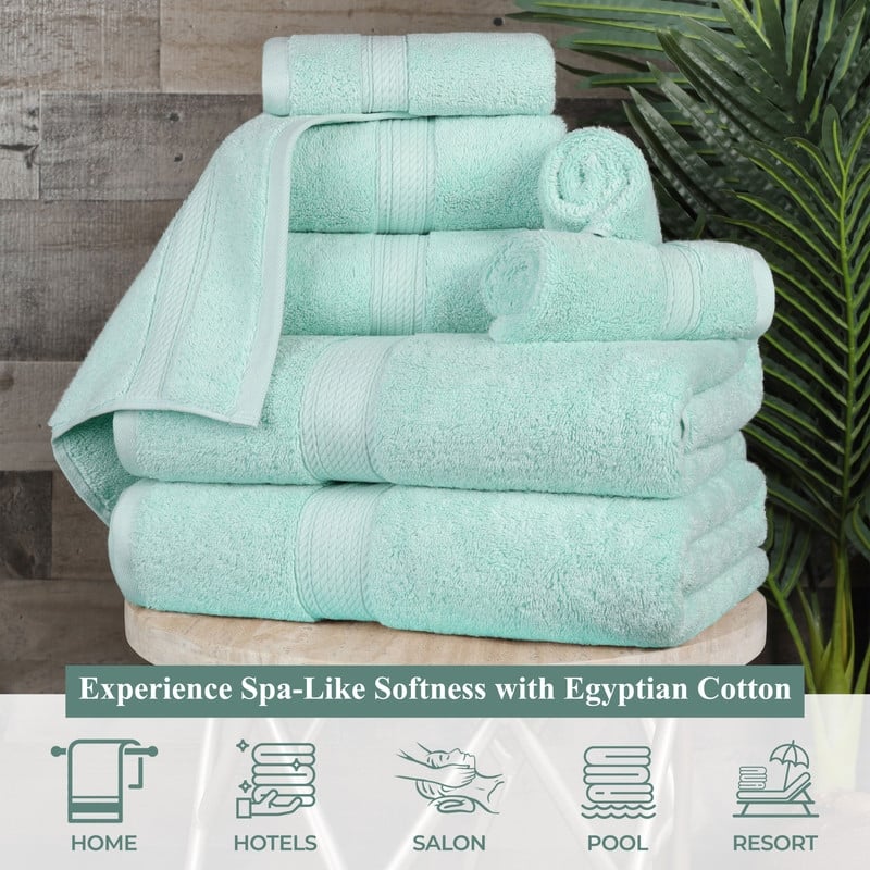 Superior Luxury Egyptian Cotton Bath Towel Set of 4 Ultra Plush, Heavyweight, Absorbent Spa & Hotel Quality Bath Towels Set