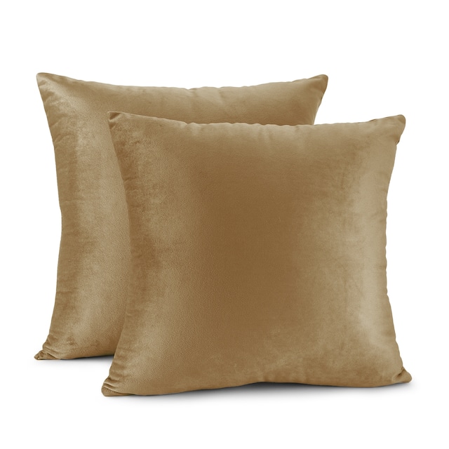 Porch & Den Cosner Microfiber Velvet Throw Pillow Covers (Set of 2) - 20" x 20" - Mocha Light Brown
