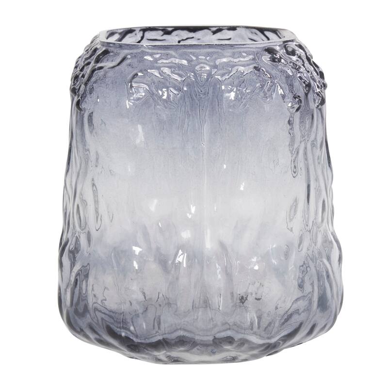 Gray Glass Handmade Dimensional Textured Square or Rectangular Ombre Vase