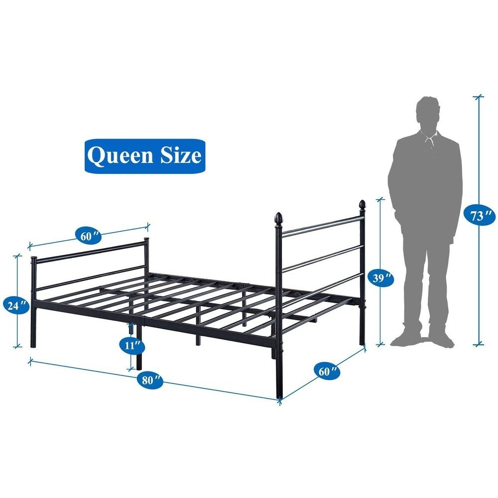 Vecelo Metal Platform Bed Frame With Headboard And Footboard On Sale Overstock 12679455