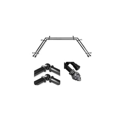 Victorian Curtain Rods & Hardware Set - Adjustable Lengths, Black Finish, Elegant Design - M