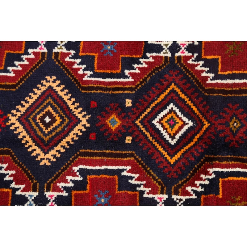 Geometric Traditional Persian Balouch Area Rug Handmade Wool Carpet - 3'4" x 6'5"