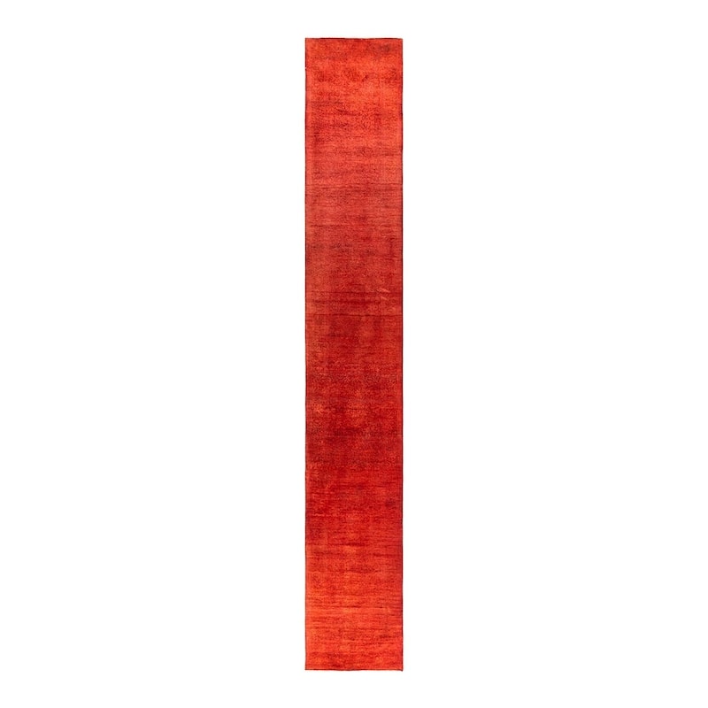 Contemporary Overdyed Wool Hand Knotted Runner - 2' 9" x 17' 10"