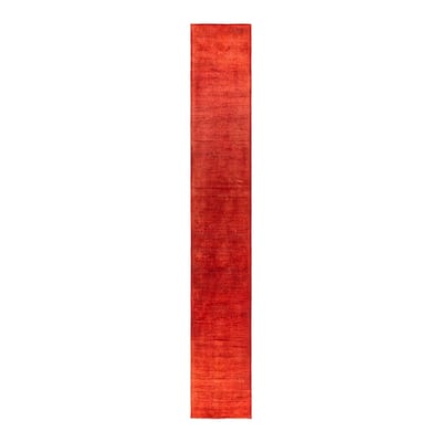 Contemporary Overdyed Wool Hand Knotted Runner - 2' 9" x 17' 10"
