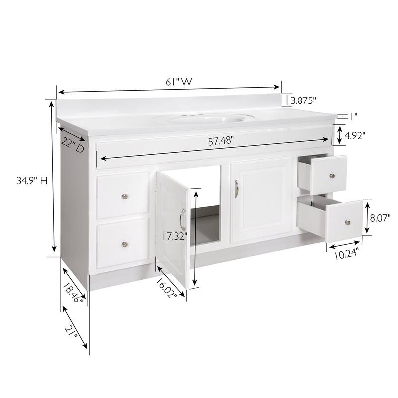 Design House 586446 Concord 60" Free Standing Single Basin Vanity Set