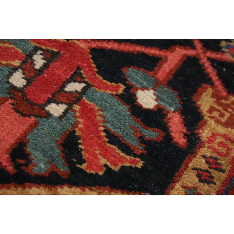 Hand Knotted Oriental 100% Wool Carpet Traditional Medallion Oranges & Rust Heriz (serapi) Area Rug - 11' 11'' X 8' 11''
