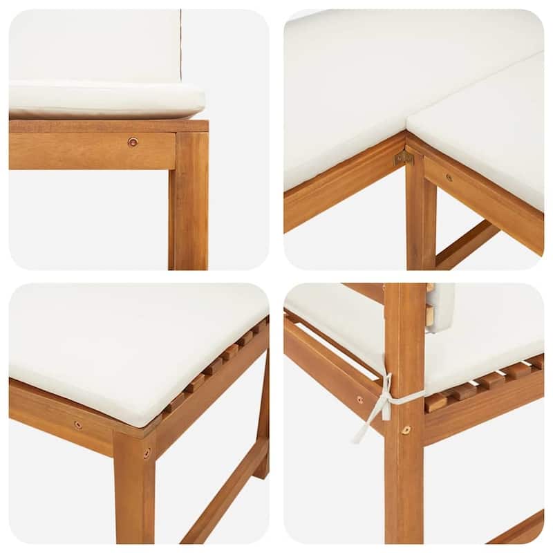 vidaXL Garden Corner Bench Brown 140 x 100 x 91cm Solid Acacia wood - 55.1 x 39.4 x 35.8