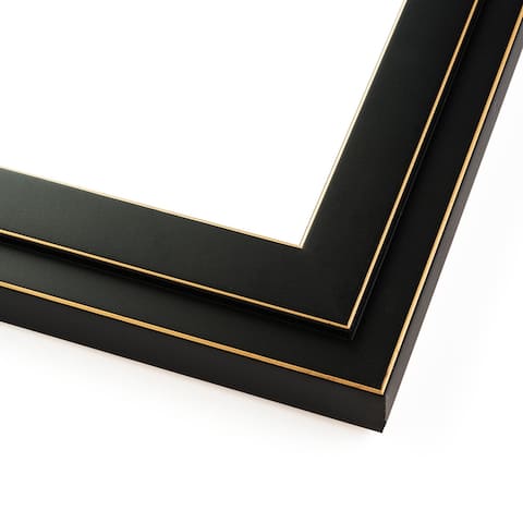 27x41 - 27 x 41 Black and Gold Pinstripe Solid Wood Frame with UV
