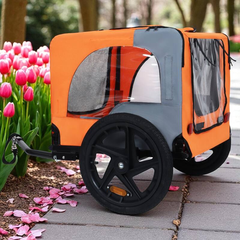 Heavy Duty Foldable Pet Bike Trailer - Dog & Cargo Carrier with 16-Inch All-Terrain Wheels and Universal Hitch