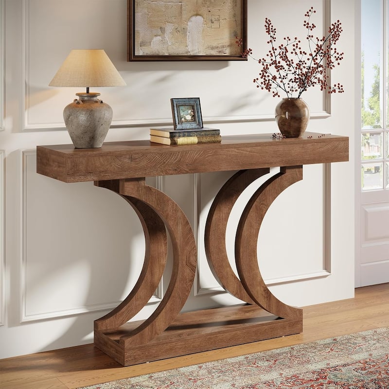 43.31-Inch Farmhouse Console Table with Curved Legs for Entryway, Living Room, Hallway, Foyer, Entrance