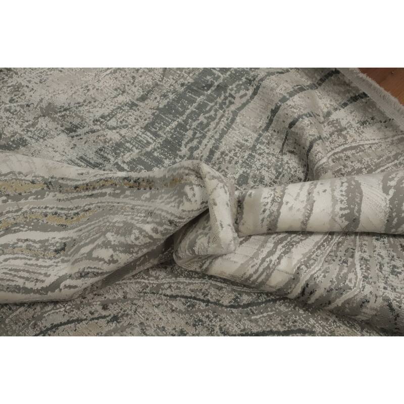 Machine Made Oriental Polyester Carpet Modern Abstract Greys & Charcoal Modern Area Rug - 7' 5'' X 5' 2''