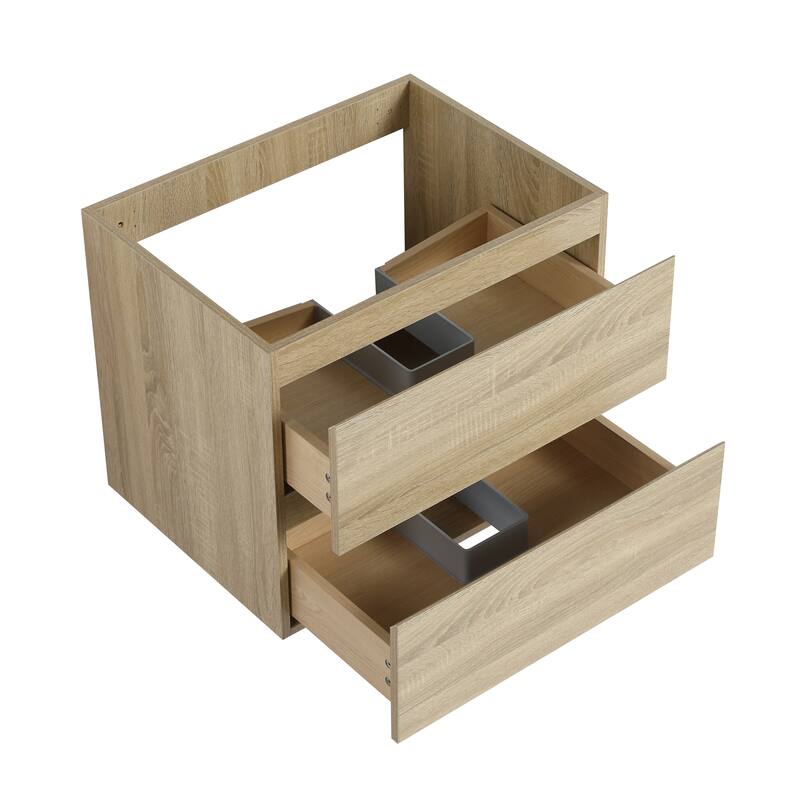 24" Floating Bathroom Vanity Cabinet with 2 Soft-Close Drawers, Wood Grain Design, Eco-Friendly Plywood