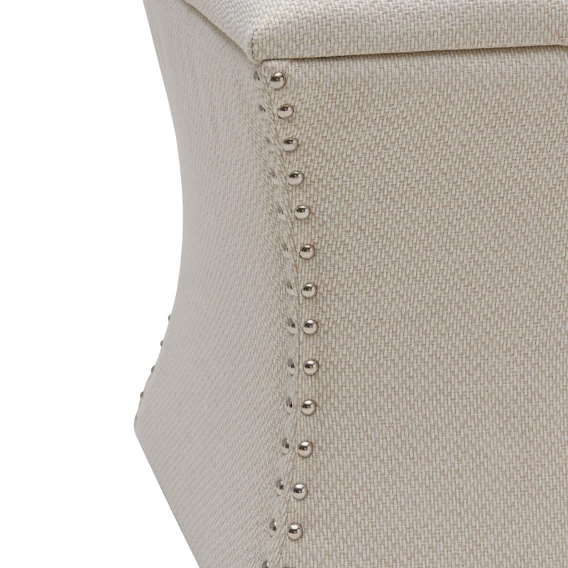 NPD Furniture Amelia Nailhead Tufted Storage Ottoman