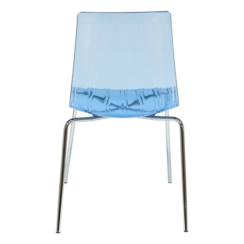 Ralph Modern Acrylic Blue Transparent Plastic Accent Side Dining Chair with Metal Legs for Dining Room & Kitchen