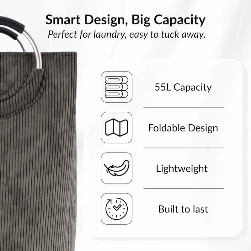 Corduroy Laundry Basket 55L - 14 L x 12 W x 25 H