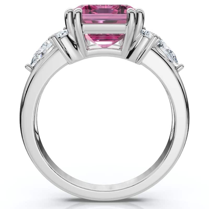 Bliss Diamond Pink Topaz 10x8mm & Diamond Ring Gold Lab Grown EF/VS