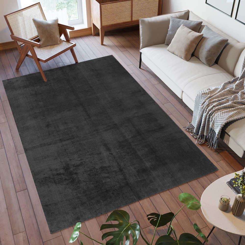 Cadence Tonee Plush Polyester Solid Color Non-Slip Super-Soft Shag Indoor Area Rug